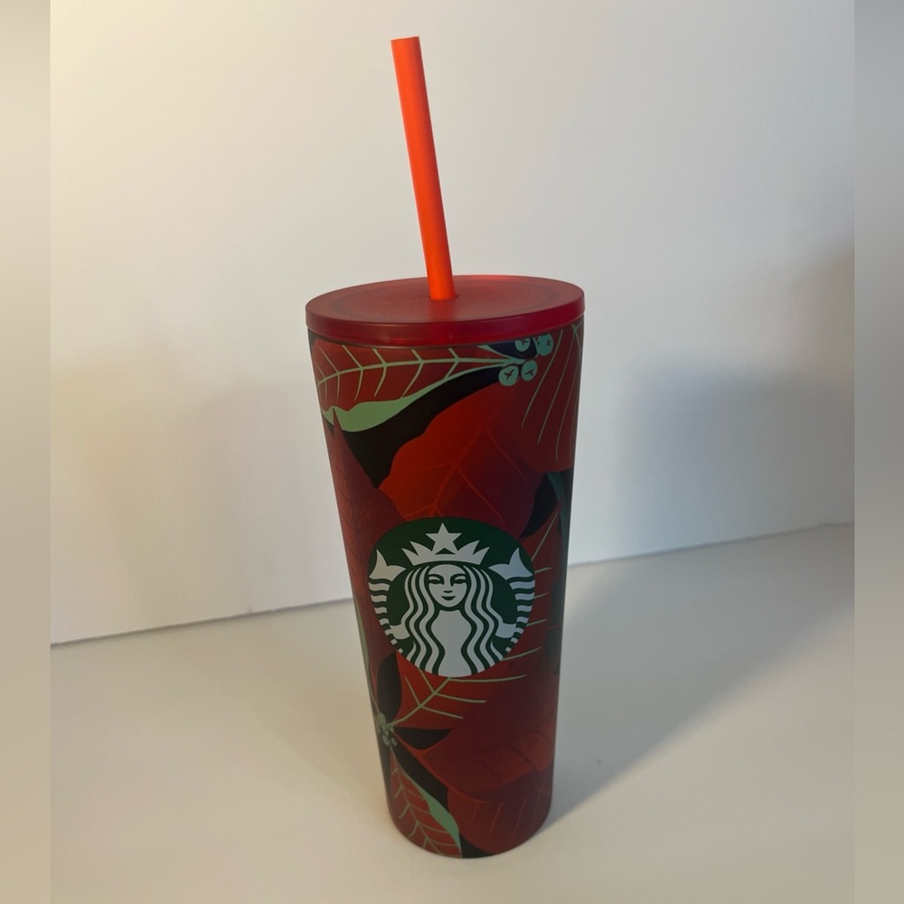 Starbucks Holiday Christmas Poinsettia Stainless Steel Tumbler Cup 20oz New